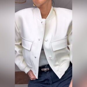 Zara Women's Ivory Bomber Jacket